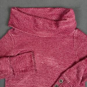Soft Surroundings Sweater Womens S Pink Red Pullover Cowl Neck Button Accent